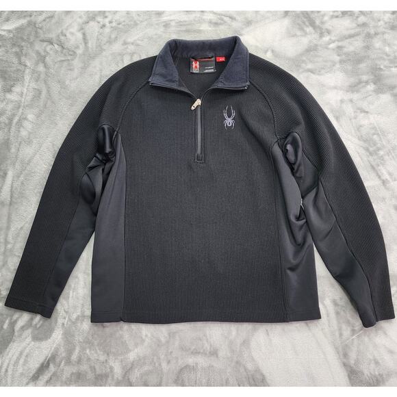 Spyder Outbound Core Sweater Jacket Medium Black Half Zip Outdoors Performance - Picture 1 of 11